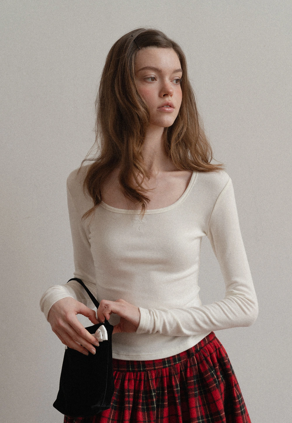 Women Casual Long Sleeve Top with Ribbed Design