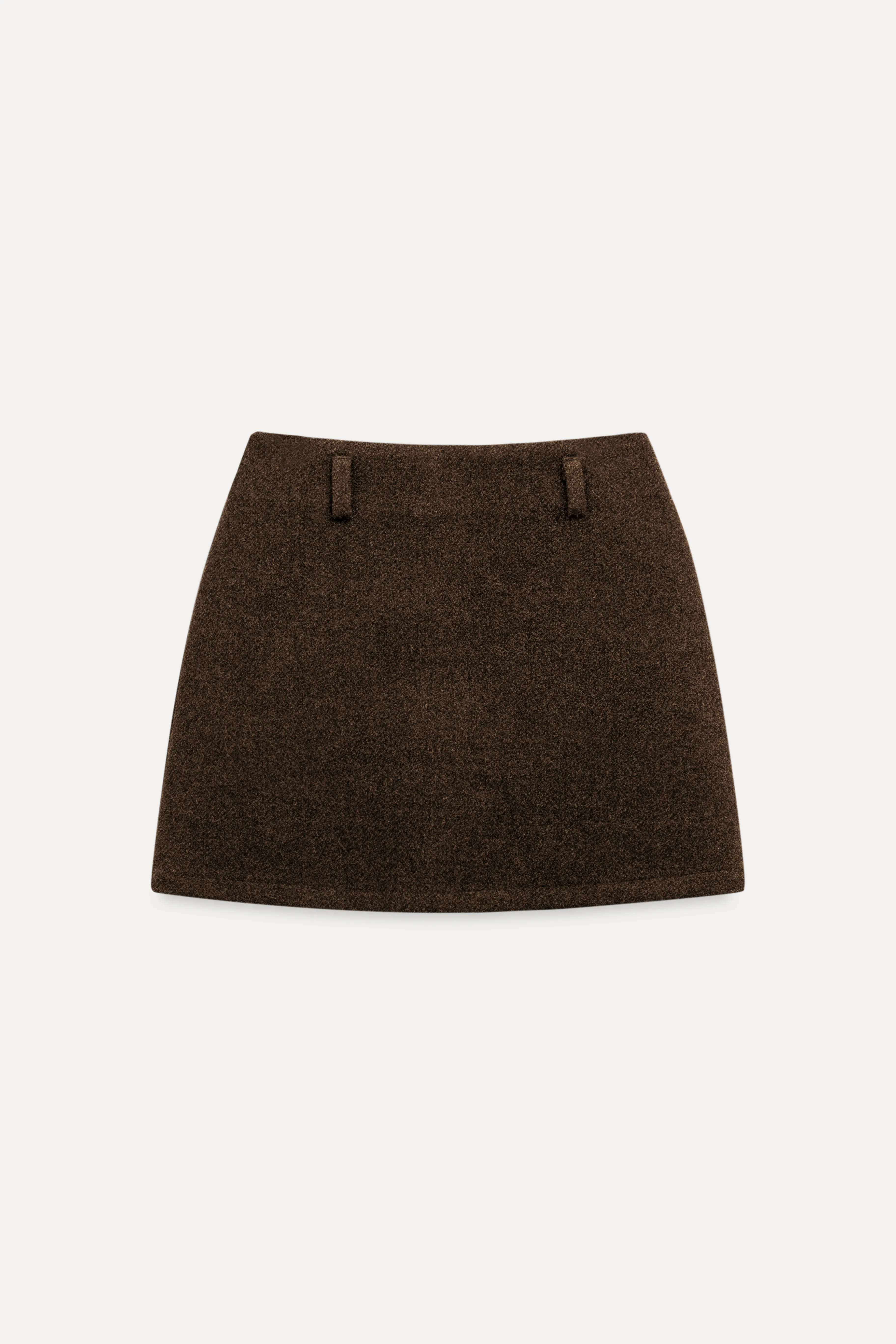 High-Waisted A-Line Wool Skirt(with belt)