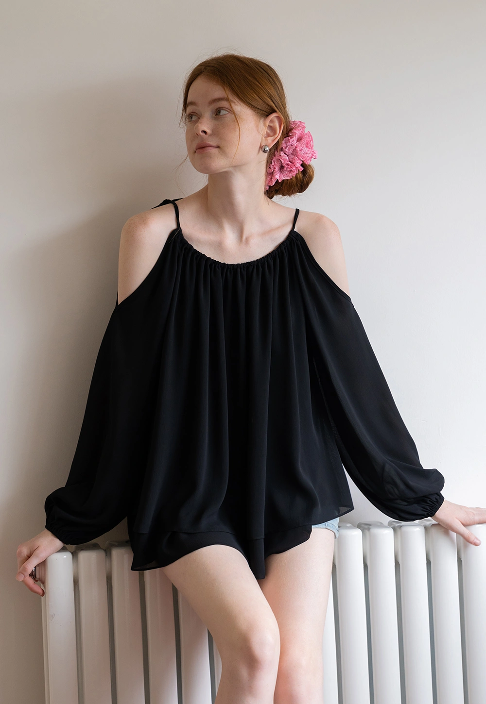 Women’s Off-Shoulder Black Blouse