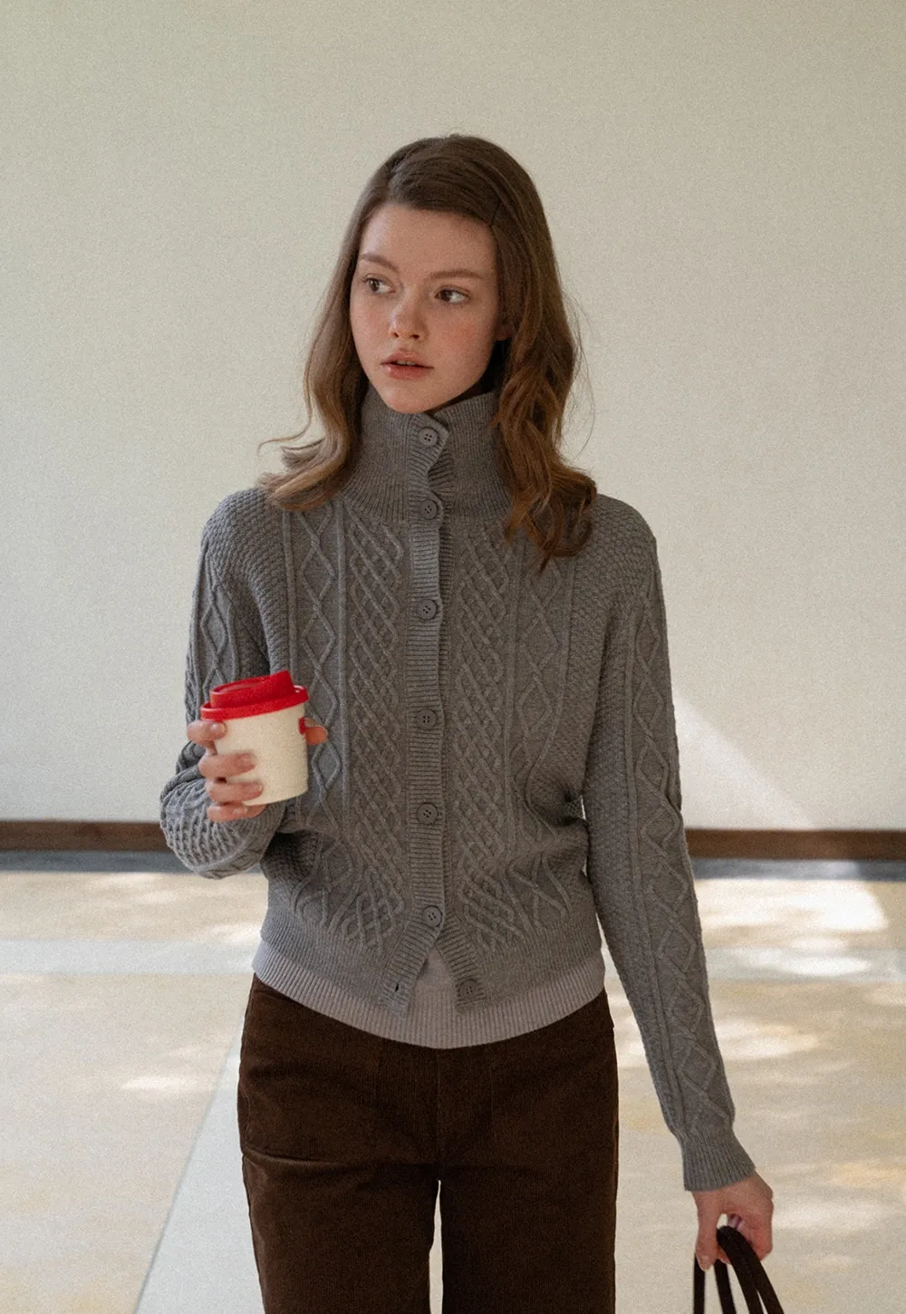 Cable Knit Cropped Cardigan