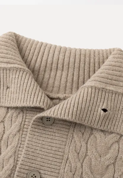 Chunky Knit Cardigan with Balloon Sleeves