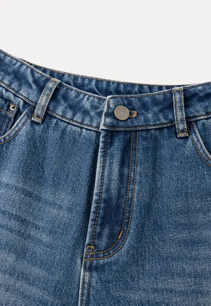 Women Wide-Leg High-Waisted Denim Jeans