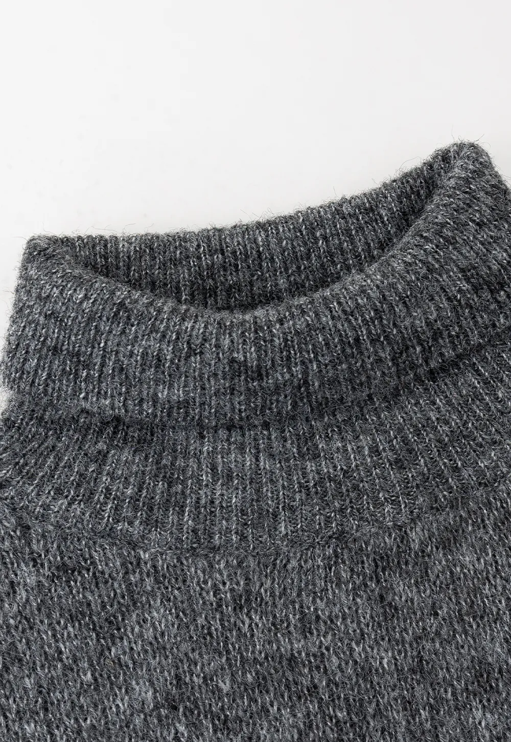 High-Neck Melange Knit Sweater