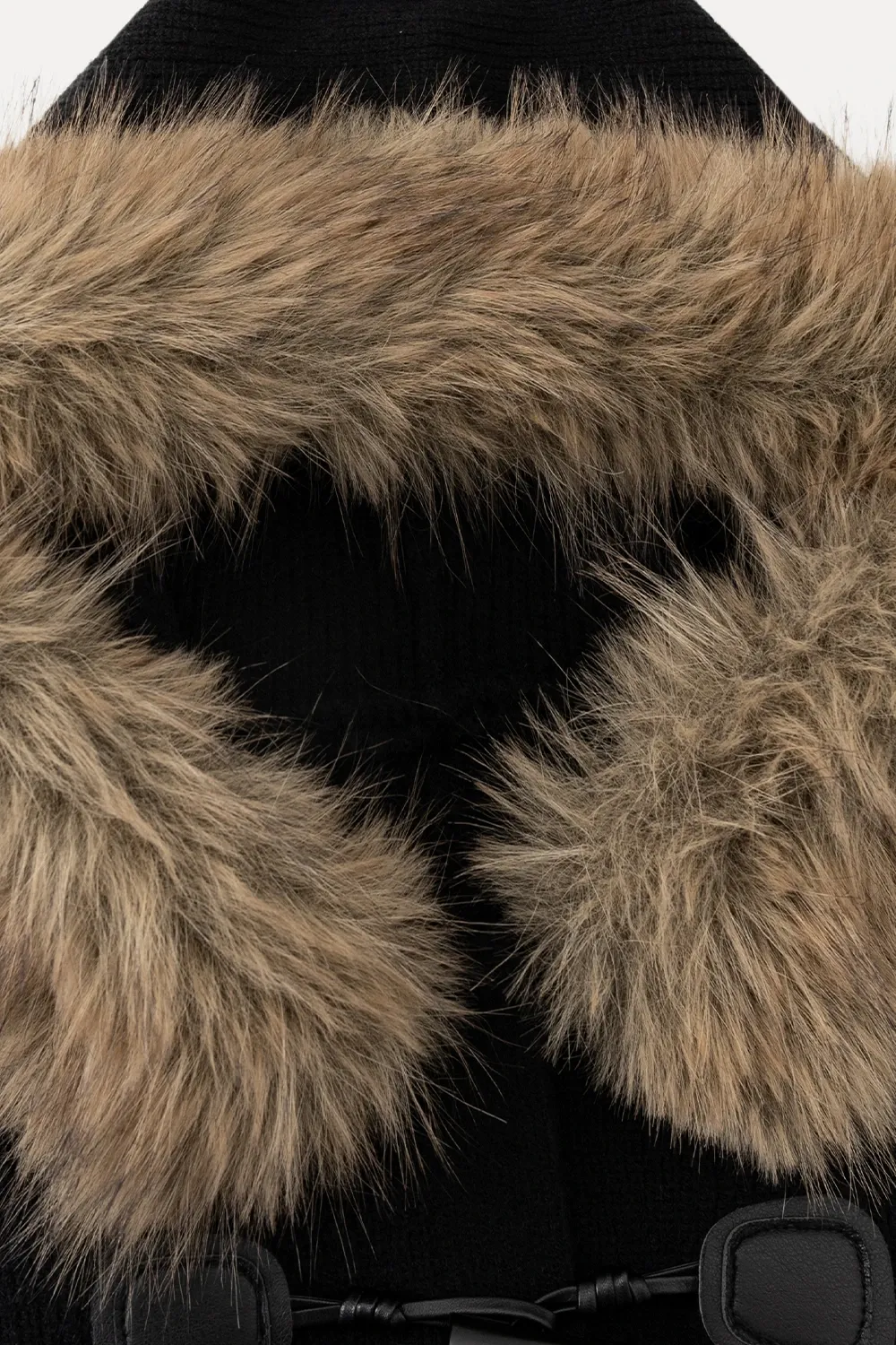 Faux Fur Hooded Cable Knit Sweater