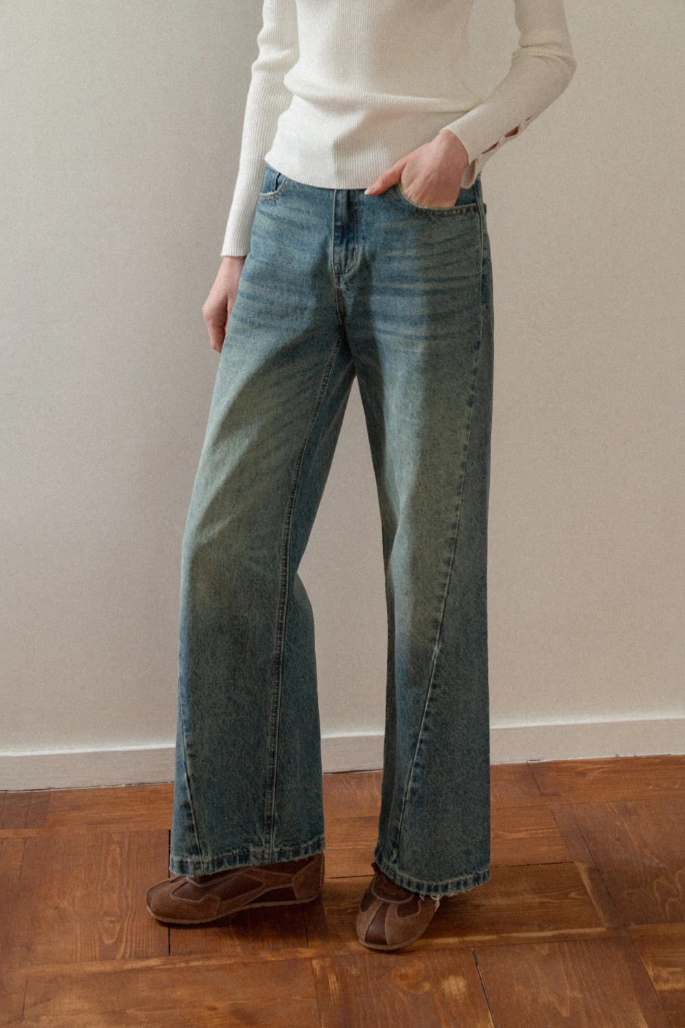 Wide-Leg Denim Jeans