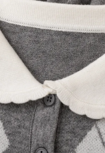 Argyle Knit Dress with Peter Pan Collar