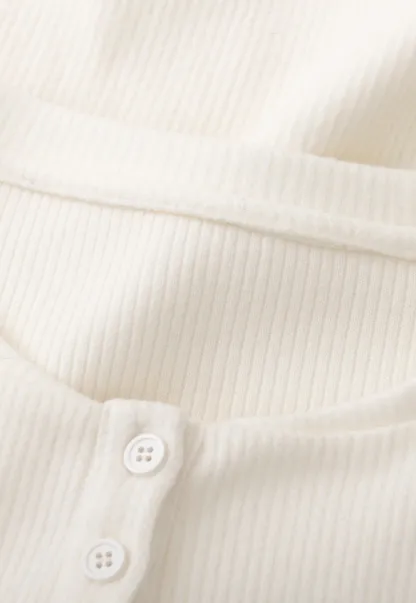 Women Soft Henley Knit Long Sleeve