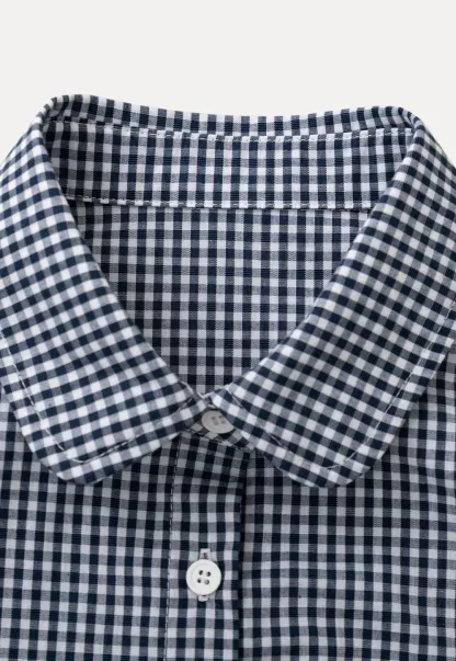 Women Classic Gingham Checkered Button-Up Shirt