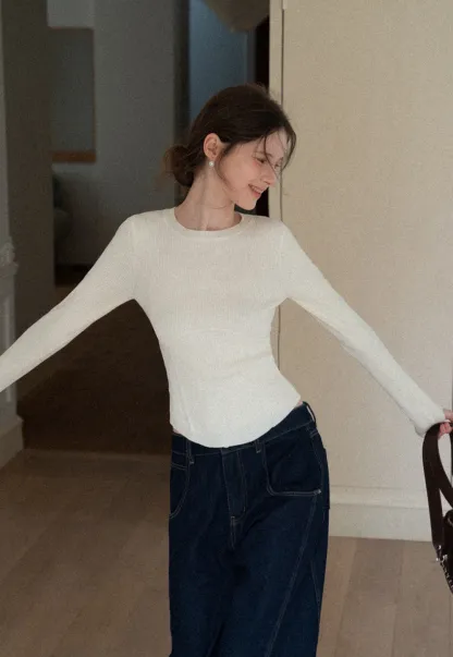 Women Basic Ribbed Sweater for Layering