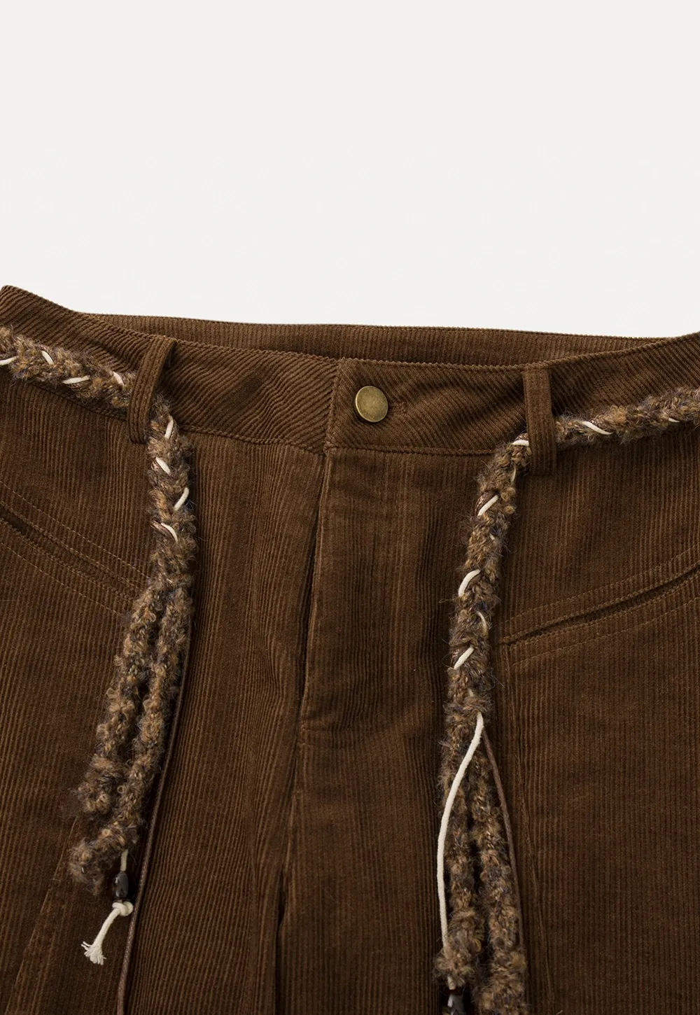 Women Wide-Legged Brown Corduroy Pants