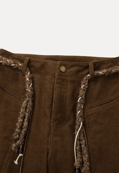 Women Wide-Legged Brown Corduroy Pants