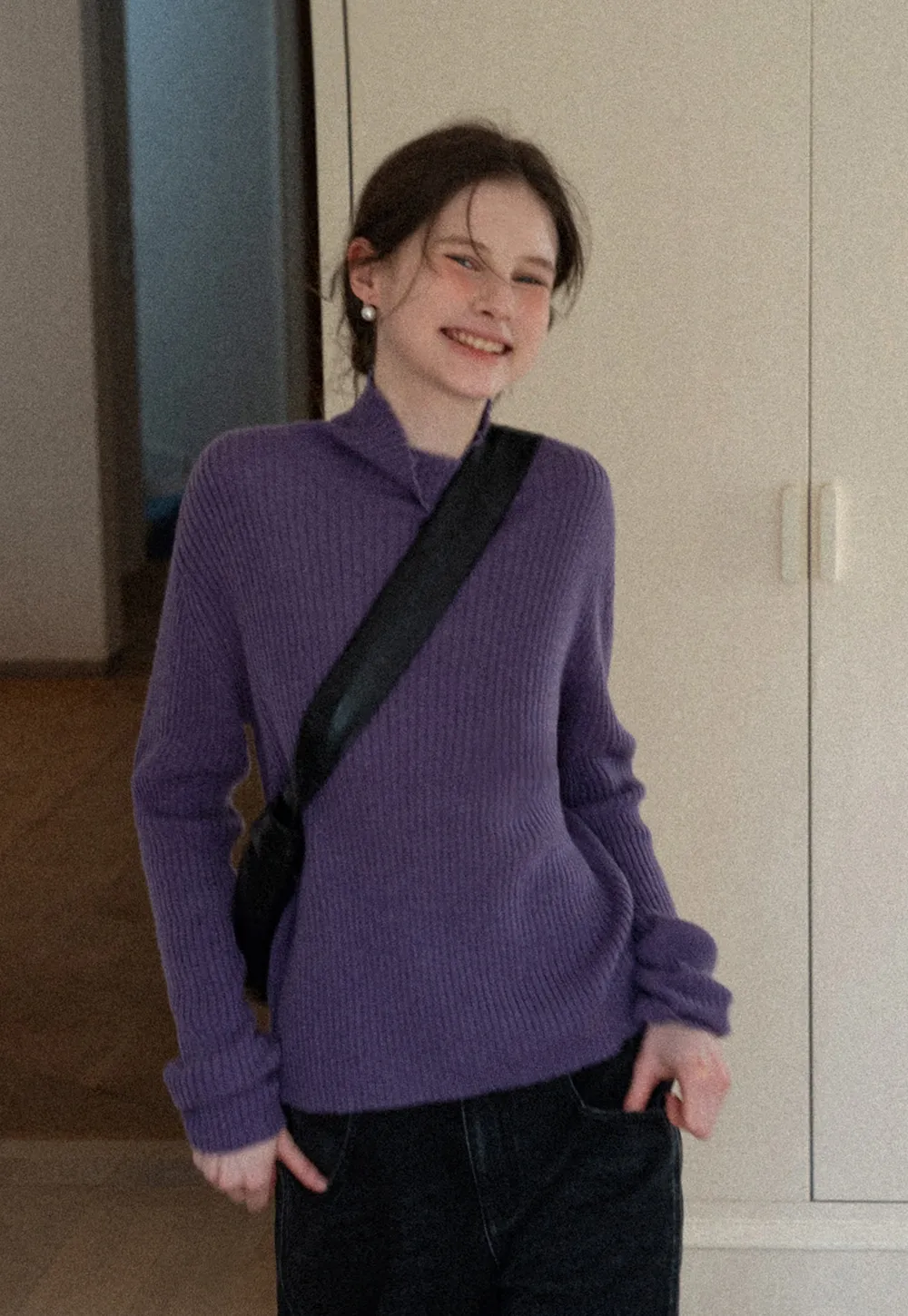 Women Ribbed Turtleneck Sweater for Fall