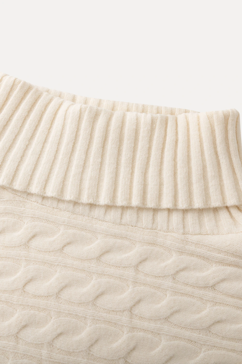 Off-Shoulder Cable Knit Waist-Cinching Dress