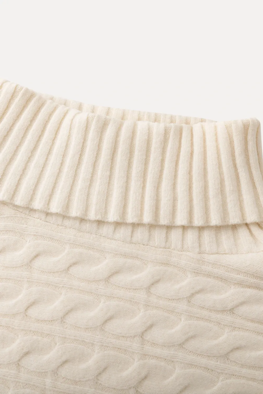 Off-Shoulder Cable Knit Waist-Cinching Dress