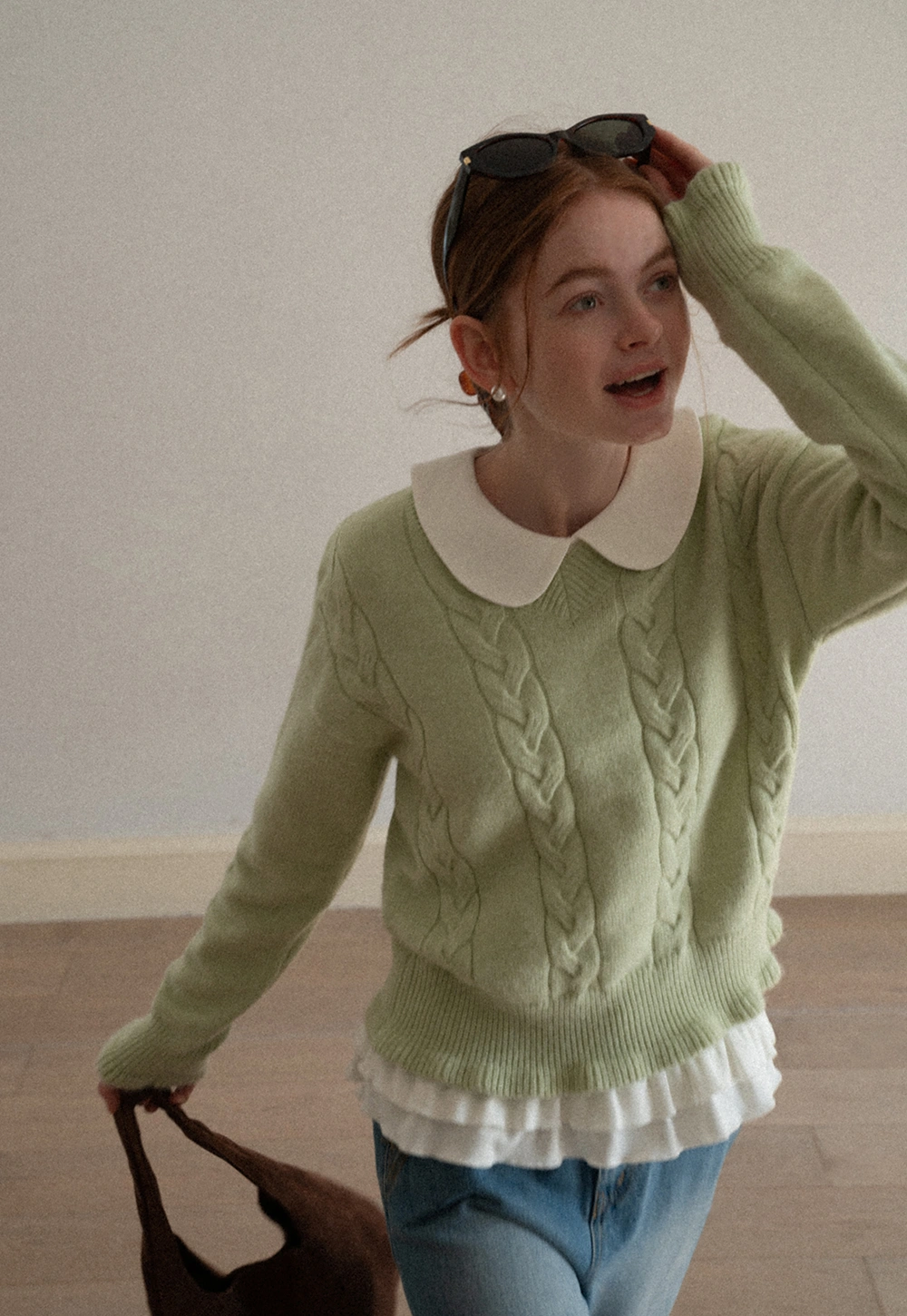 Women Knit Sweater Round Neck Long Sleeve Casual Wear