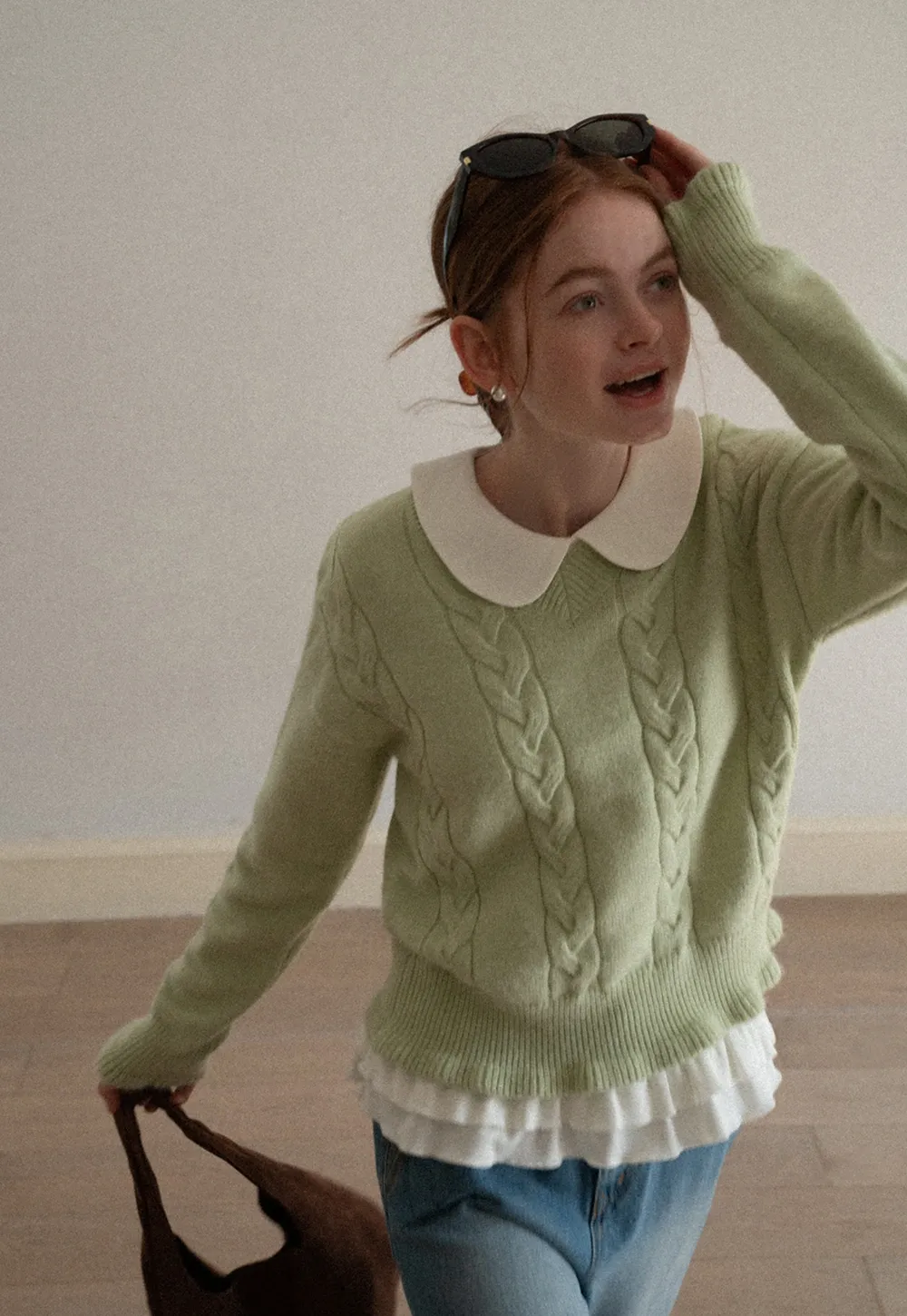 Women Knit Sweater Round Neck Long Sleeve Casual Wear