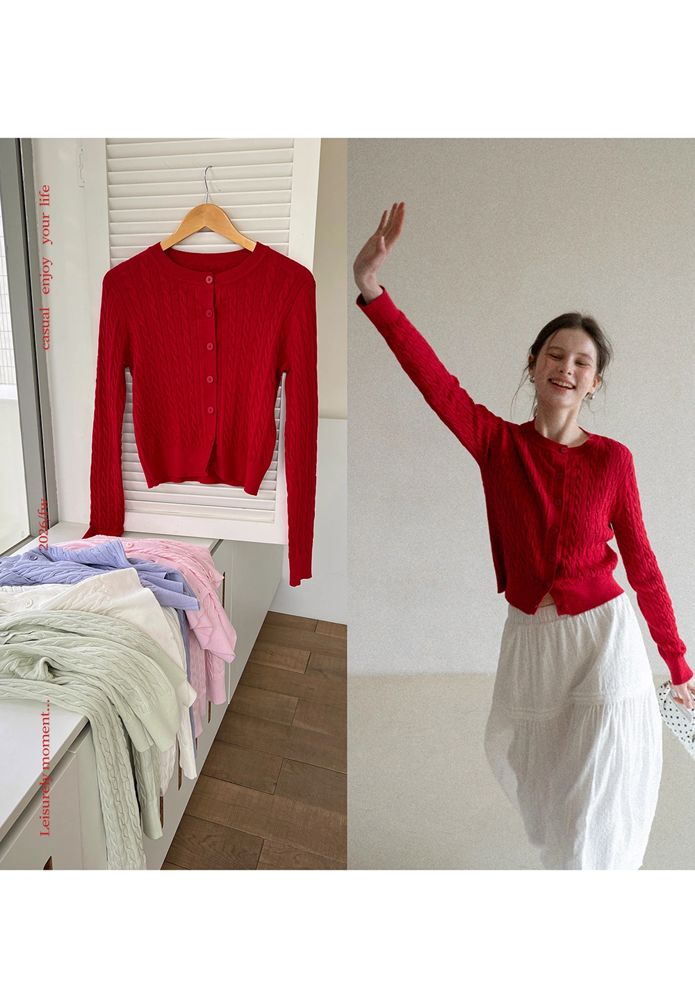 Cable Knit Long Sleeve Sweater Top