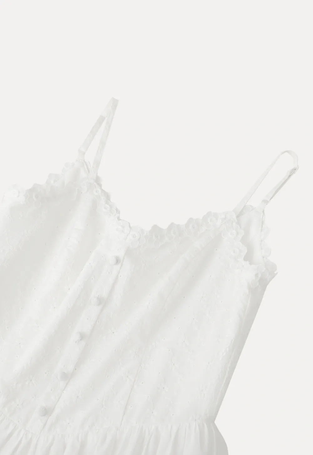 Lace Trimmed Tiered Strap Dress