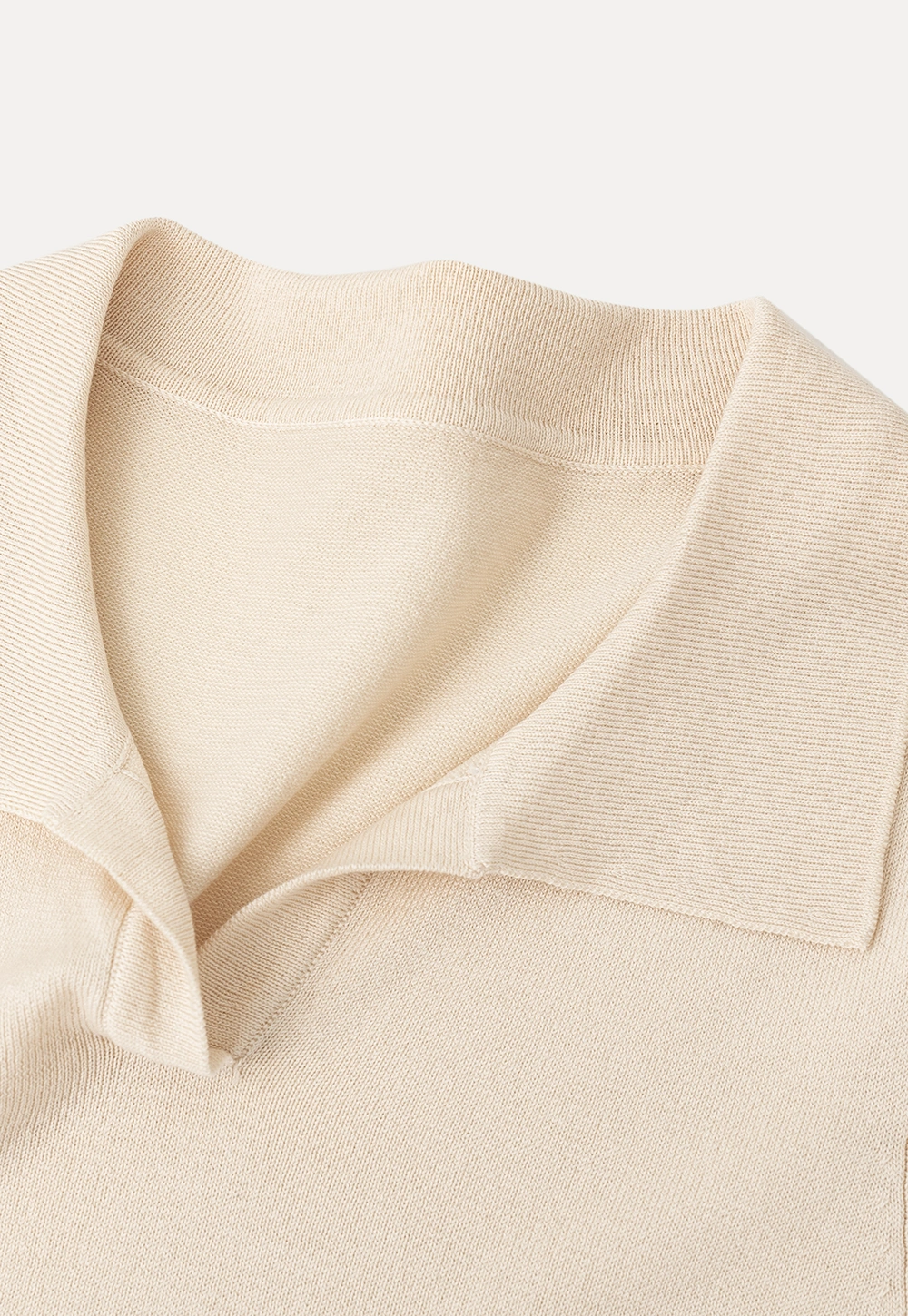 Polo Collar Short Sleeve Knit Sweater