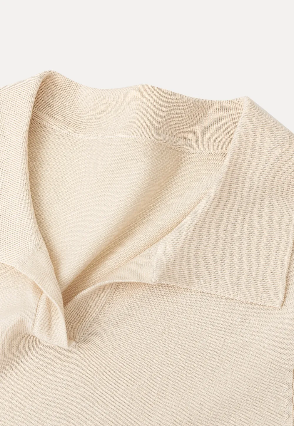 Polo Collar Short Sleeve Knit Sweater
