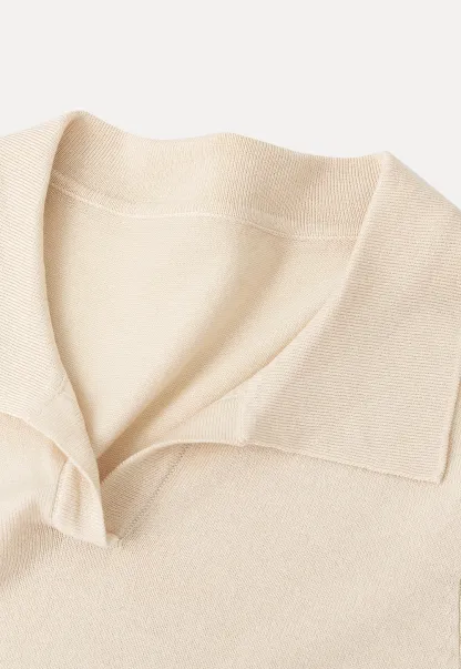 Polo Collar Short Sleeve Knit Sweater
