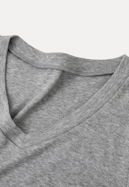 Side Ruched V Neck Short Sleeve T Shirt