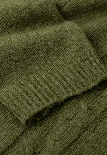V Neck Drawstring Detail Woolen Knit Sweater