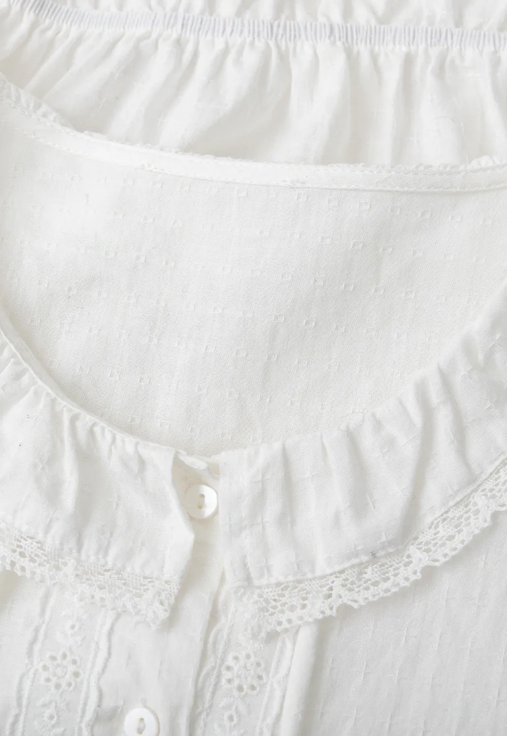 Ruffled Collar Tie Front Sheer Blouse