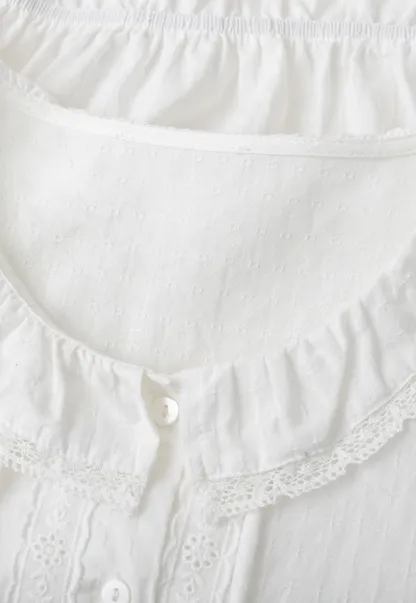 Ruffled Collar Tie Front Sheer Blouse