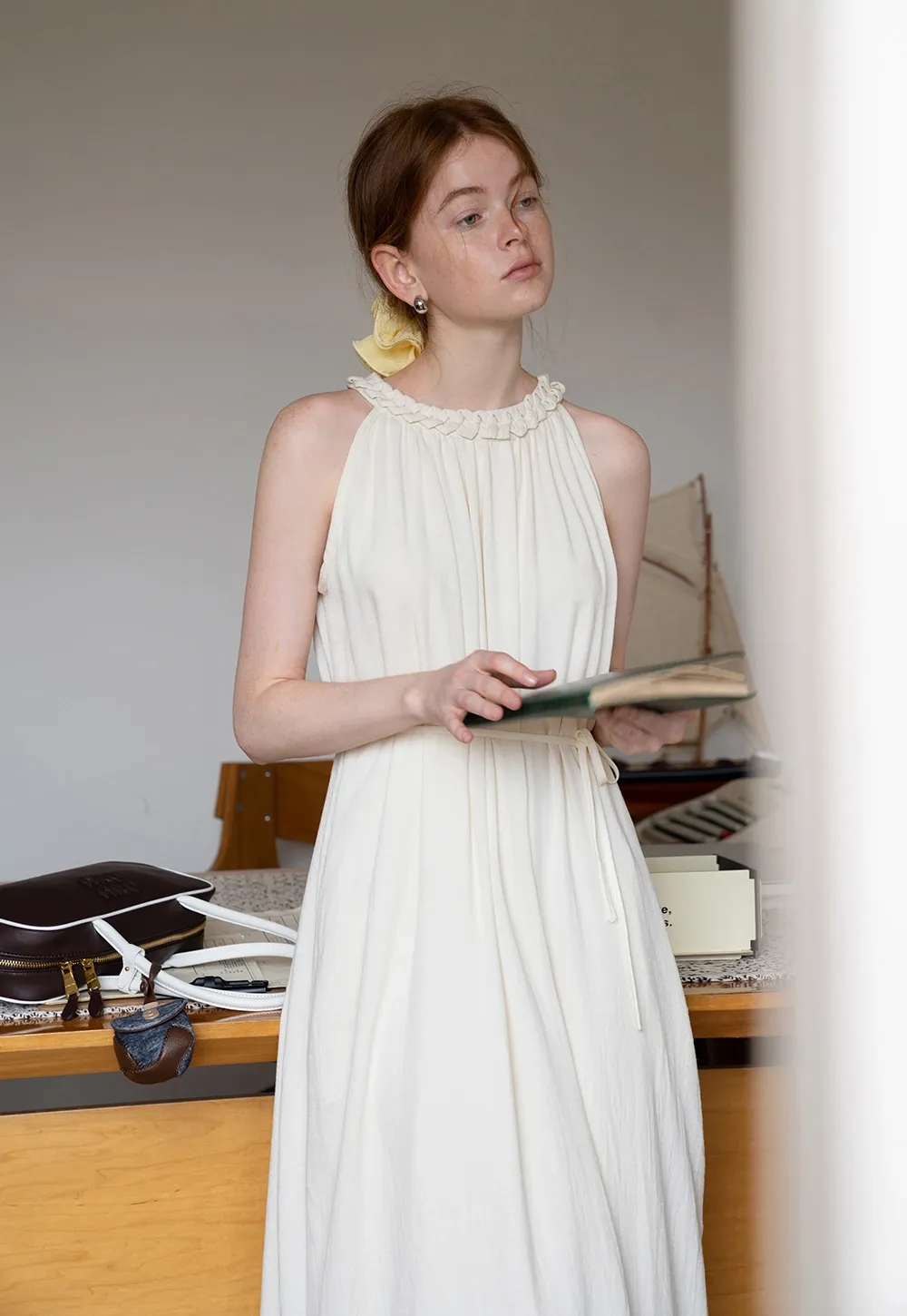 Women's Halter Neck Loose Swing Midi Dress