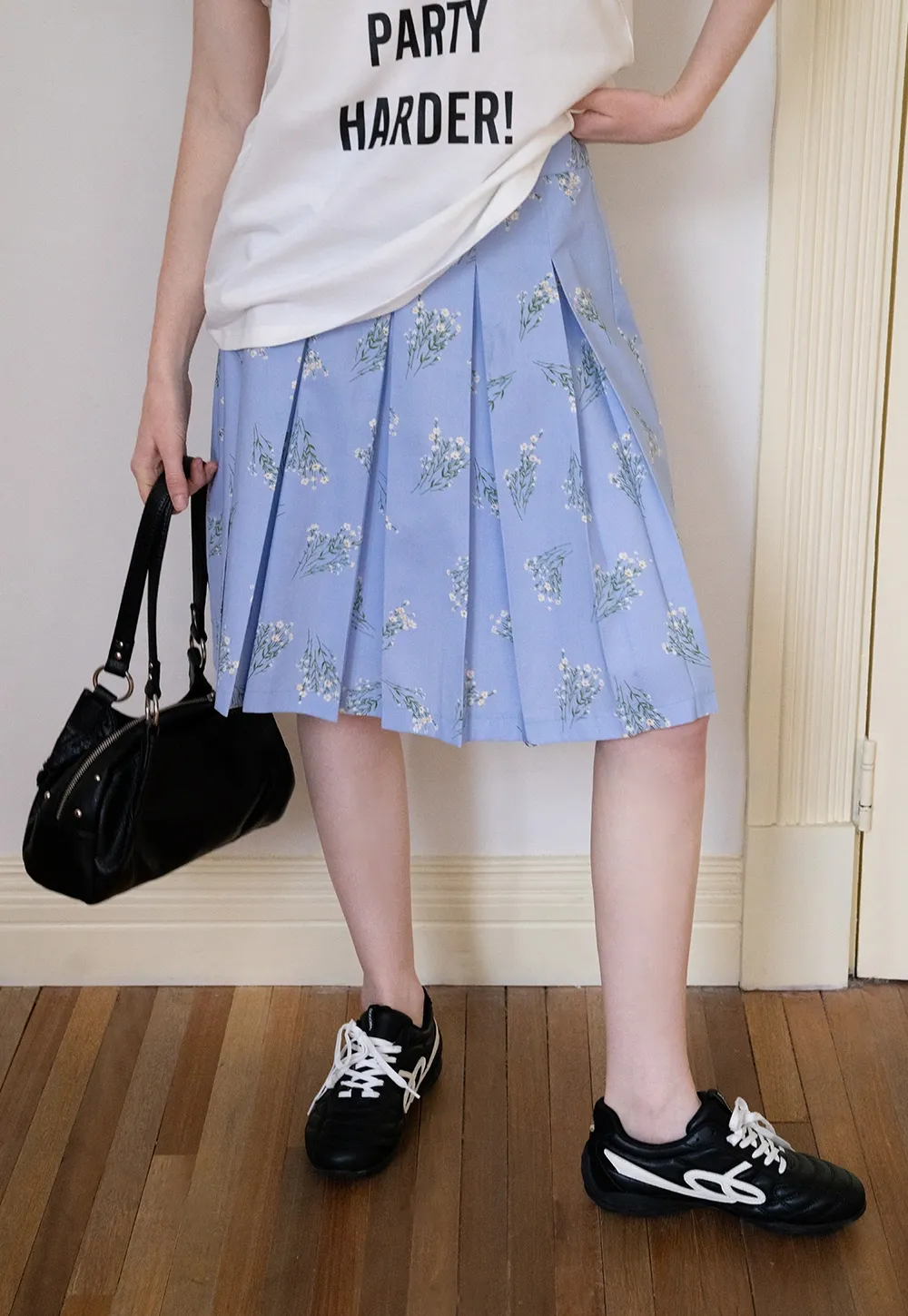 Floral Pleated Midi Skirt