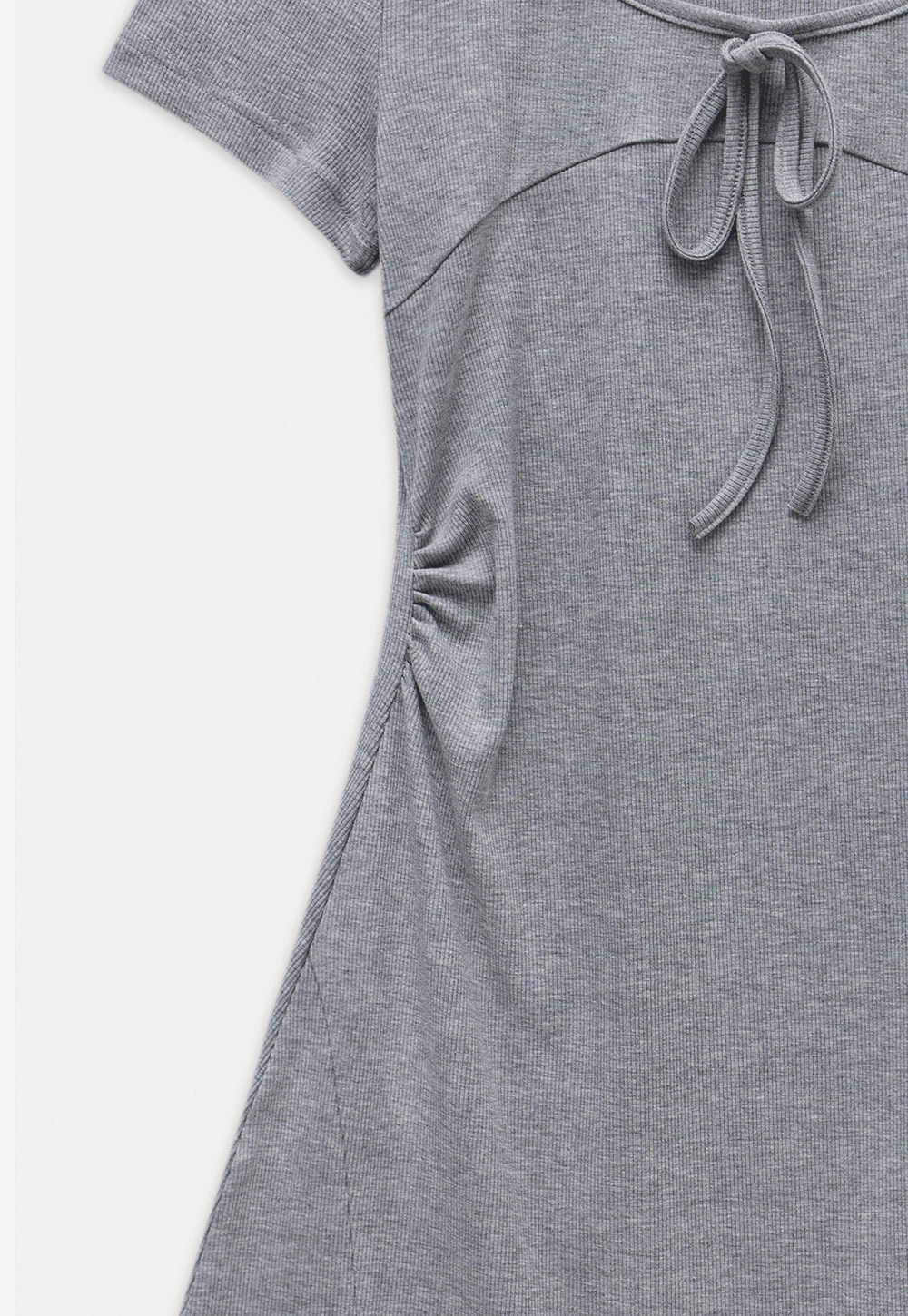 Bow Front Ruched Knit Mini Dress