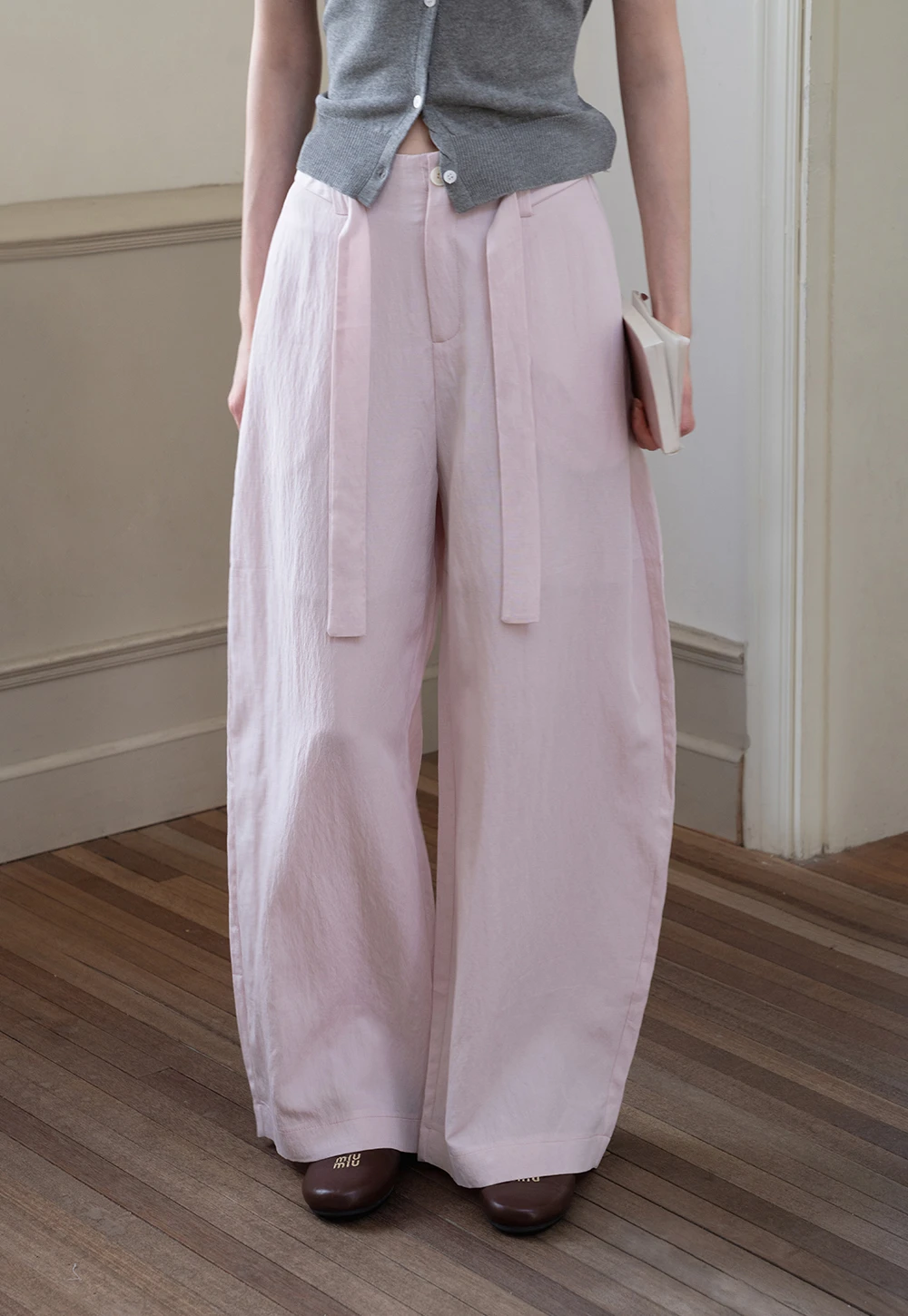 Women's High Waist Balloon Pants with Belted Waist