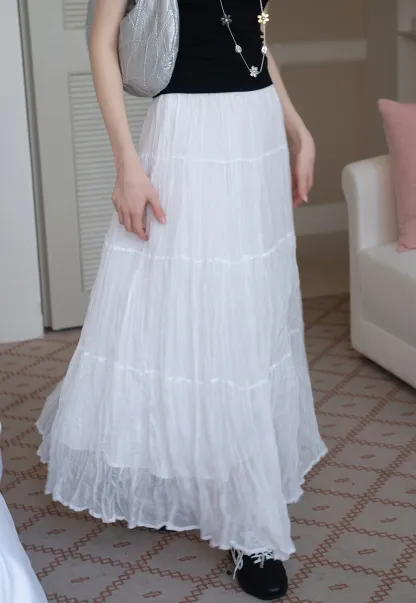 Tiered Crinkled Maxi Skirt