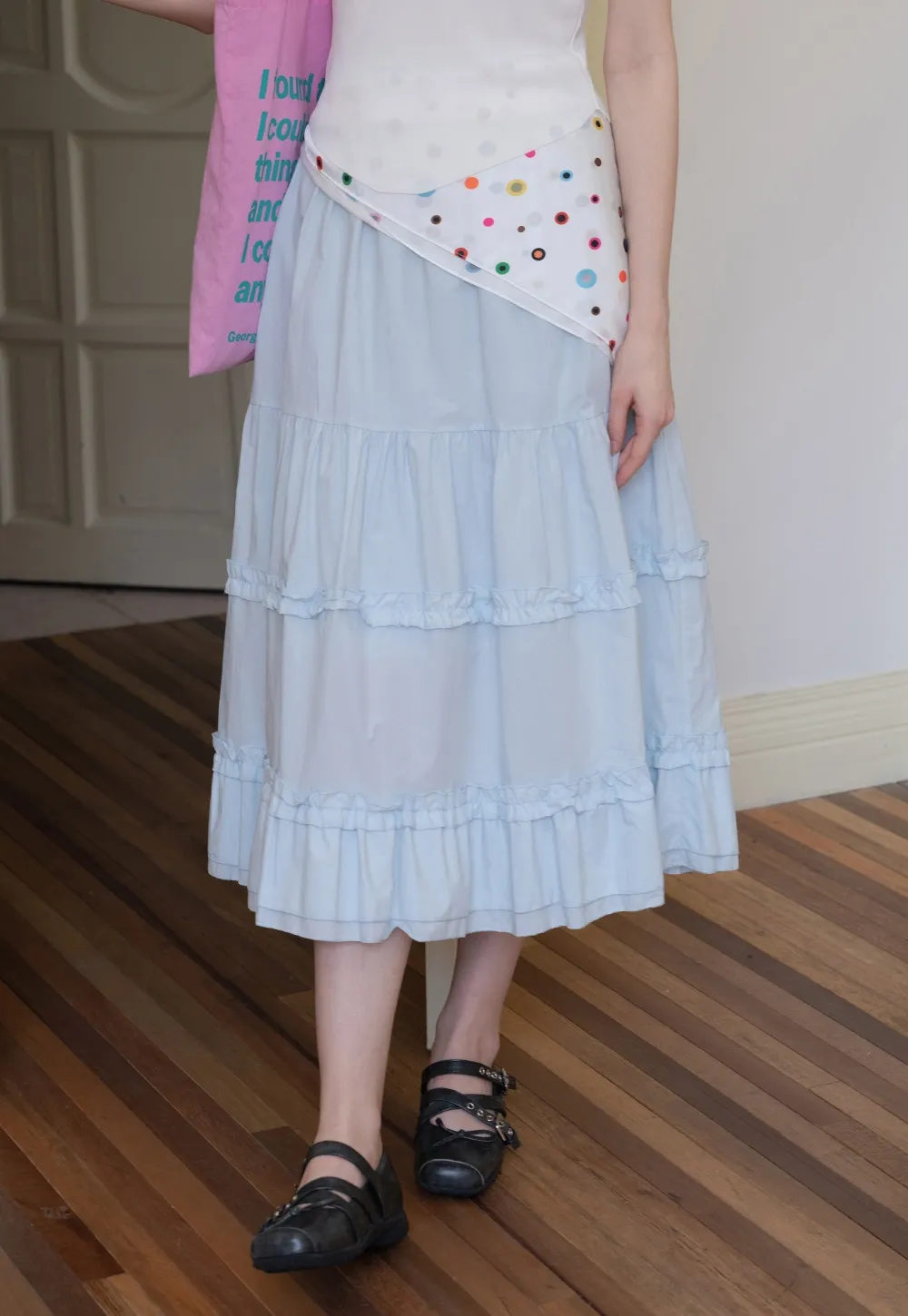 Tiered Ruffle Midi Skirt