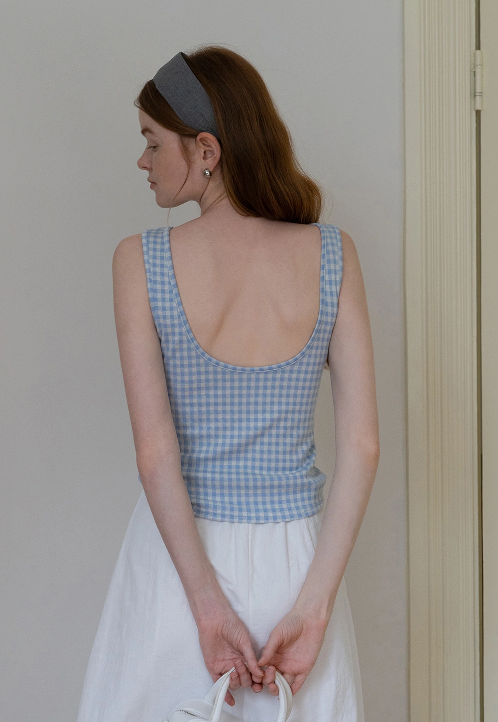 Women's Sleeveless Gingham Crop Top
