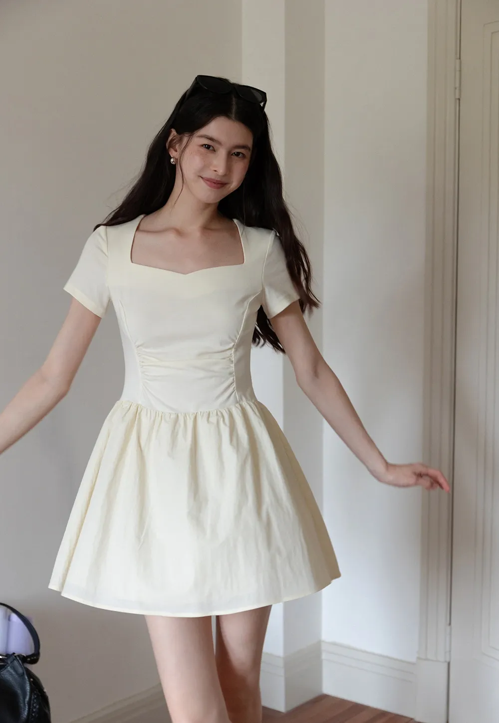 Square Neck Short Sleeve Dress for Women
