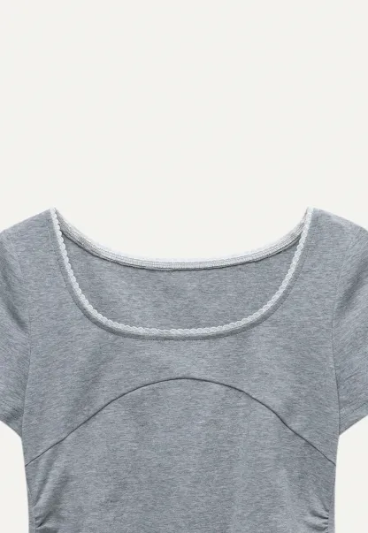 Women's Slim Fit Lace Trim T-Shirt