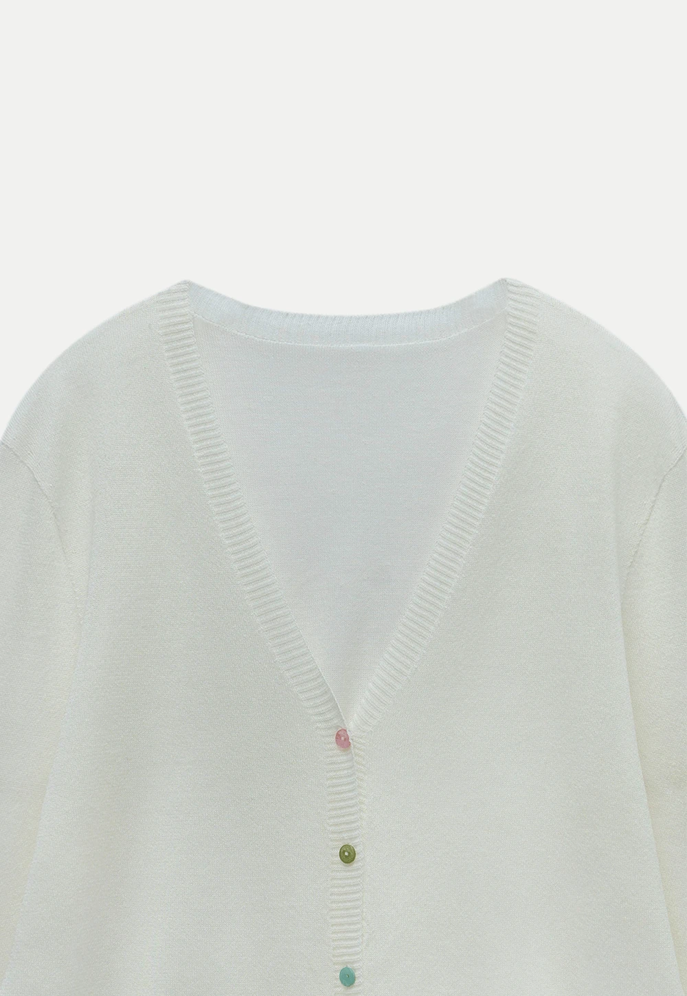 Women's V-Neck Knit Cardigan with Colorful Buttons