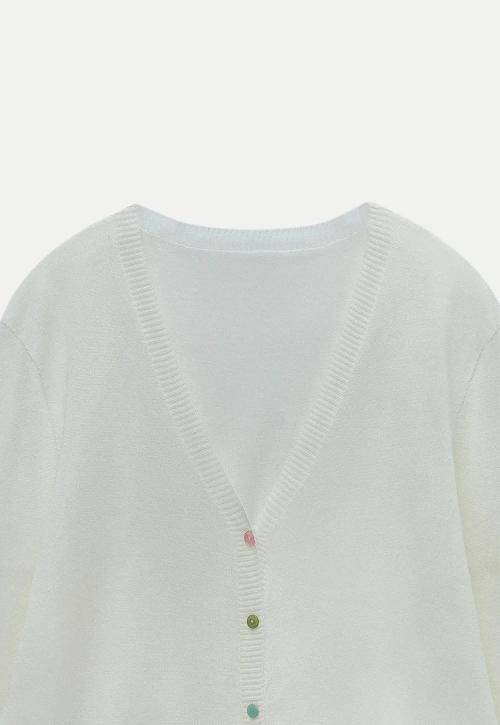 Women's V-Neck Knit Cardigan with Colorful Buttons