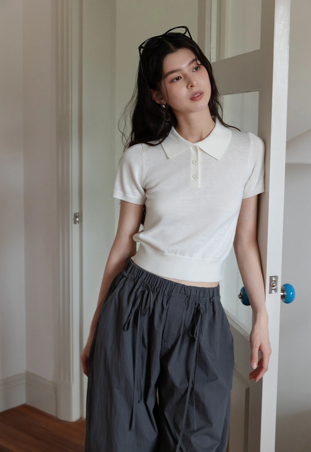 Women's Knit Polo Shirt Short Sleeve Lightweight Top