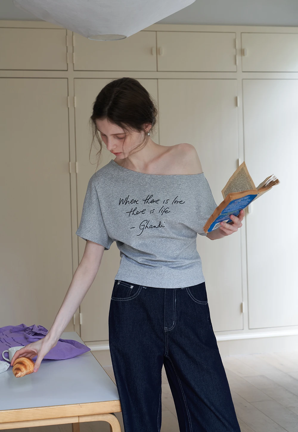 Women's Off Shoulder Graphic Crop Top
