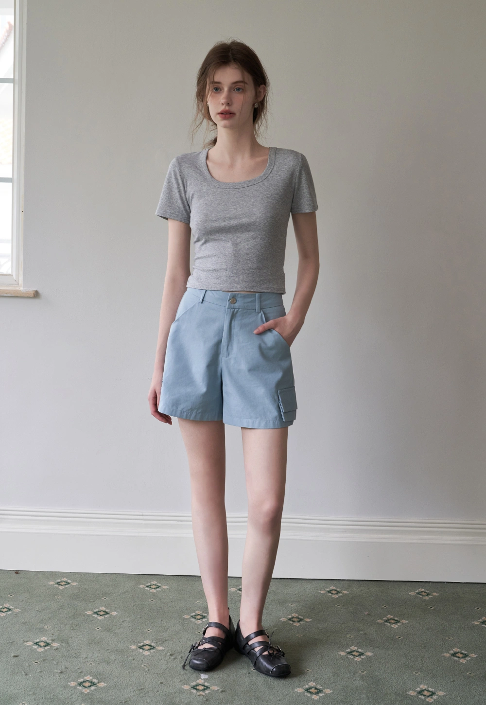 Women's Solid Square Neck Fitted T-Shirt And Tank Top