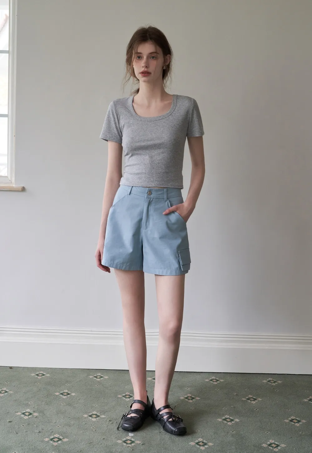 Women's Solid Square Neck Fitted T-Shirt And Tank Top