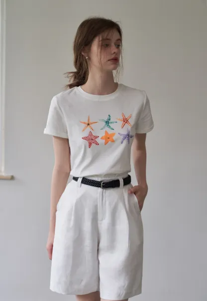 Women's Graphic Print Straight Shoulder T-Shirt