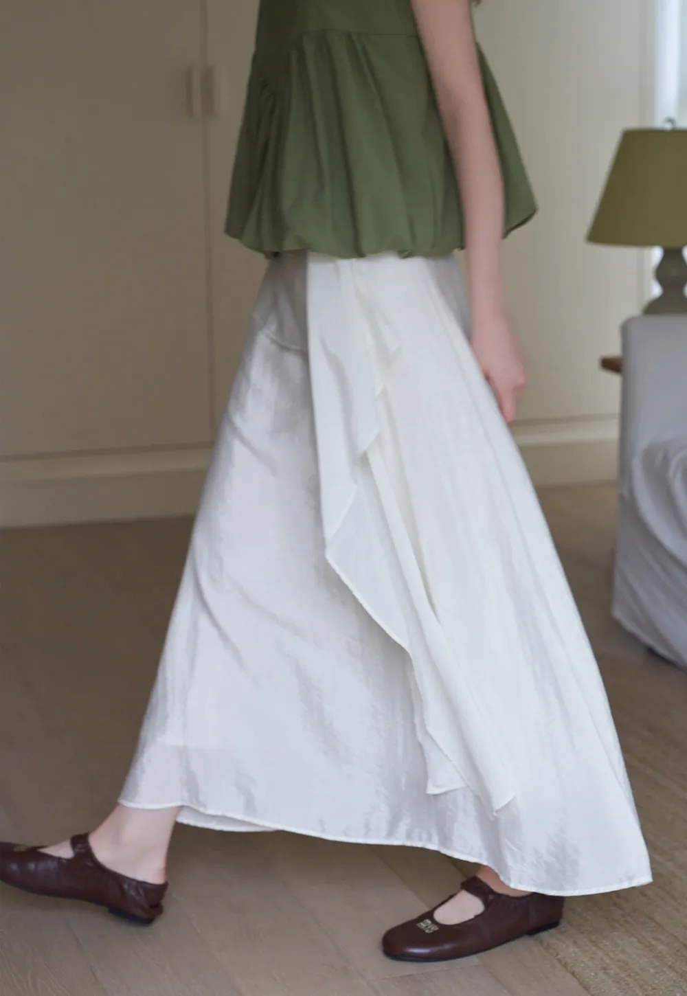 Women's Ruffle Hem Asymmetrical High Waist Skirt