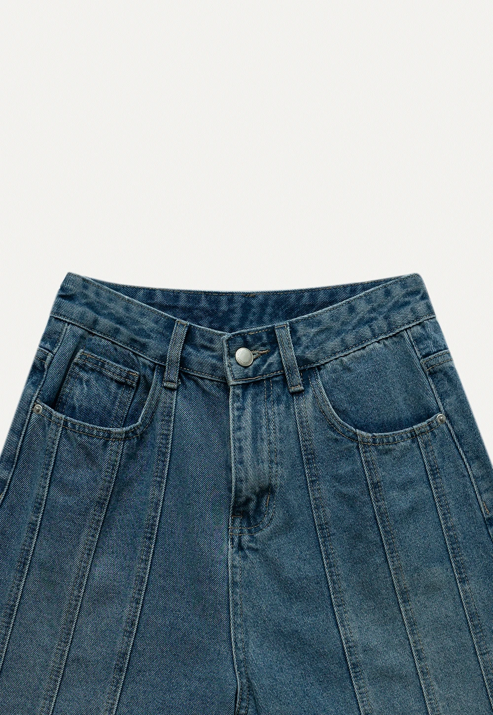 Women’s High-Waist Pintuck Bermuda Denim Shorts