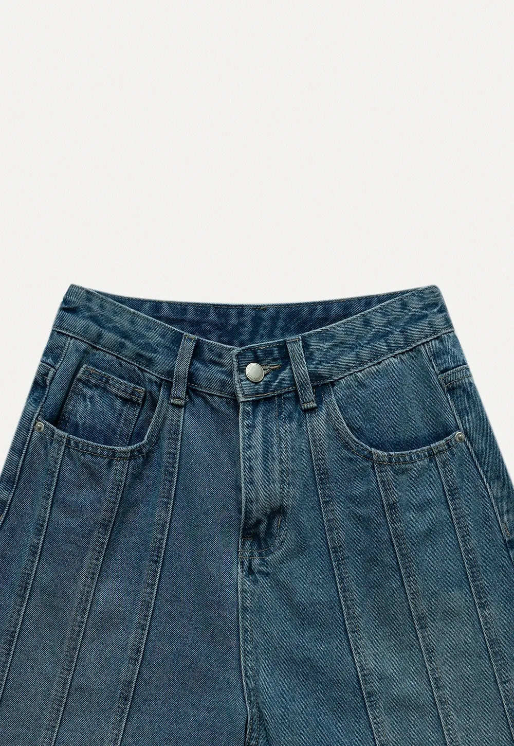 Women’s High-Waist Pintuck Bermuda Denim Shorts