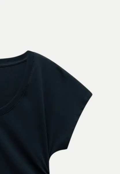 Women’s Side-Ruched Cap-Sleeve Tee