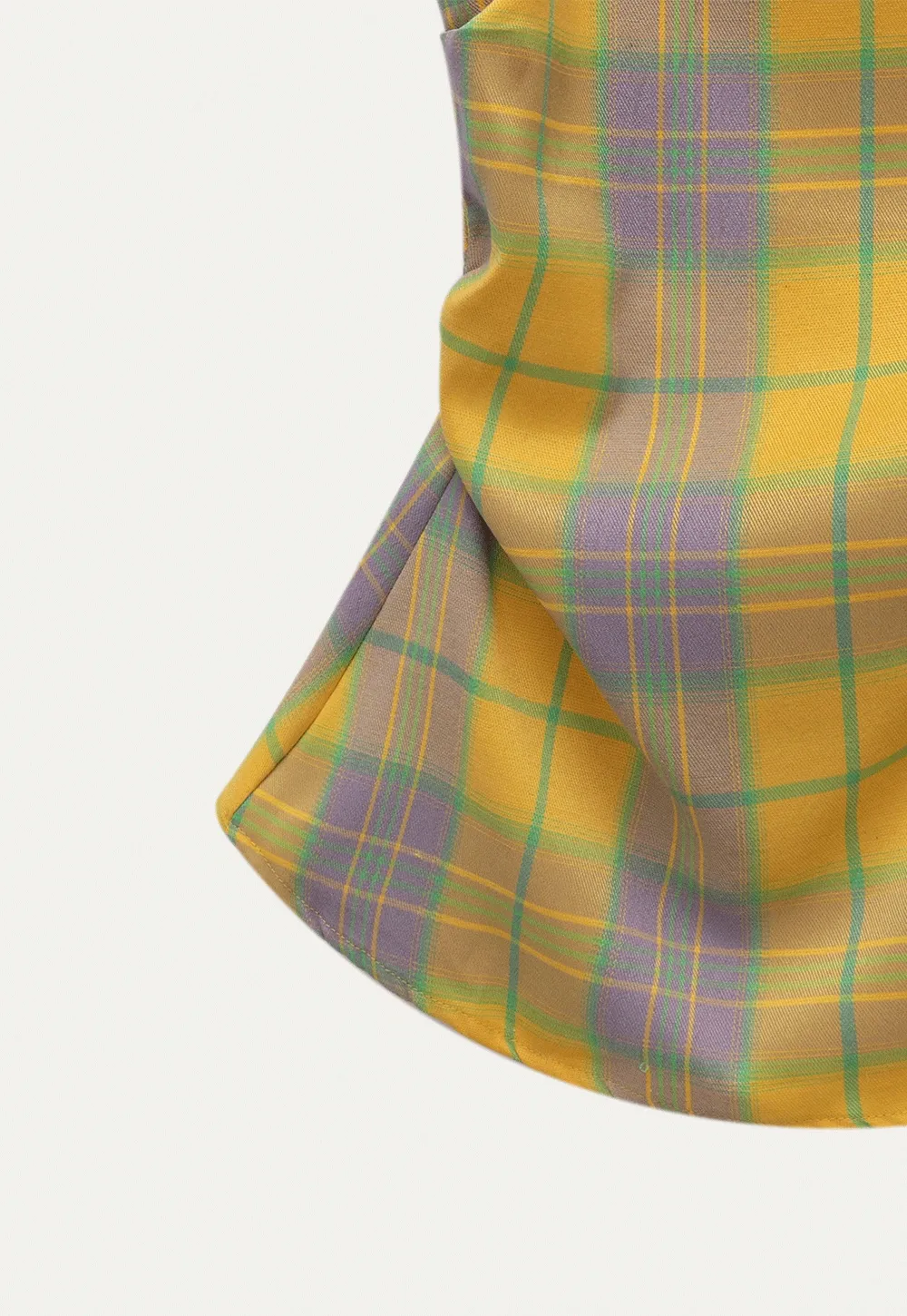 Women's Contrast Plaid Waist-Cinching Cami Top